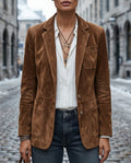 Rachel Women's Suede Button Down Blazer