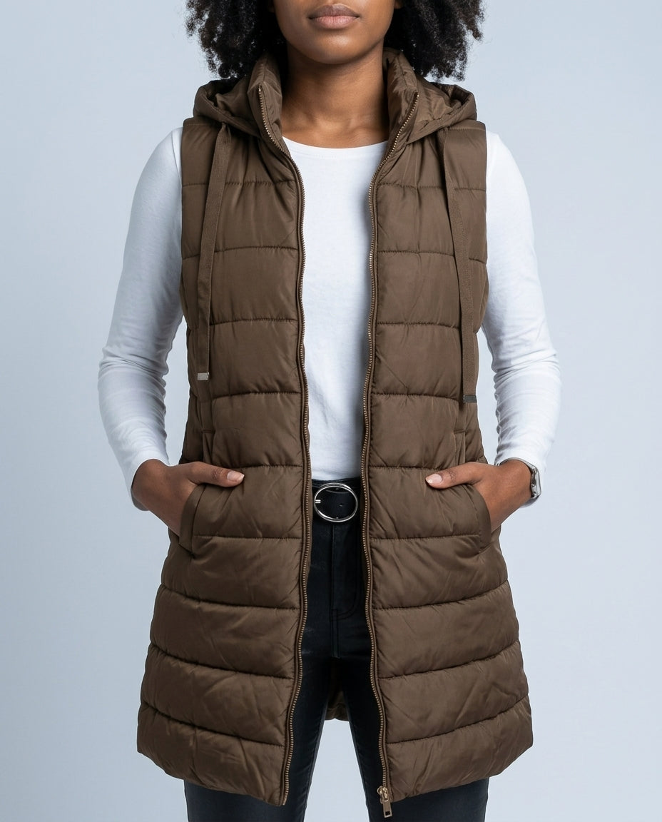 Waverly Women's Long Hooded Puffer Vest