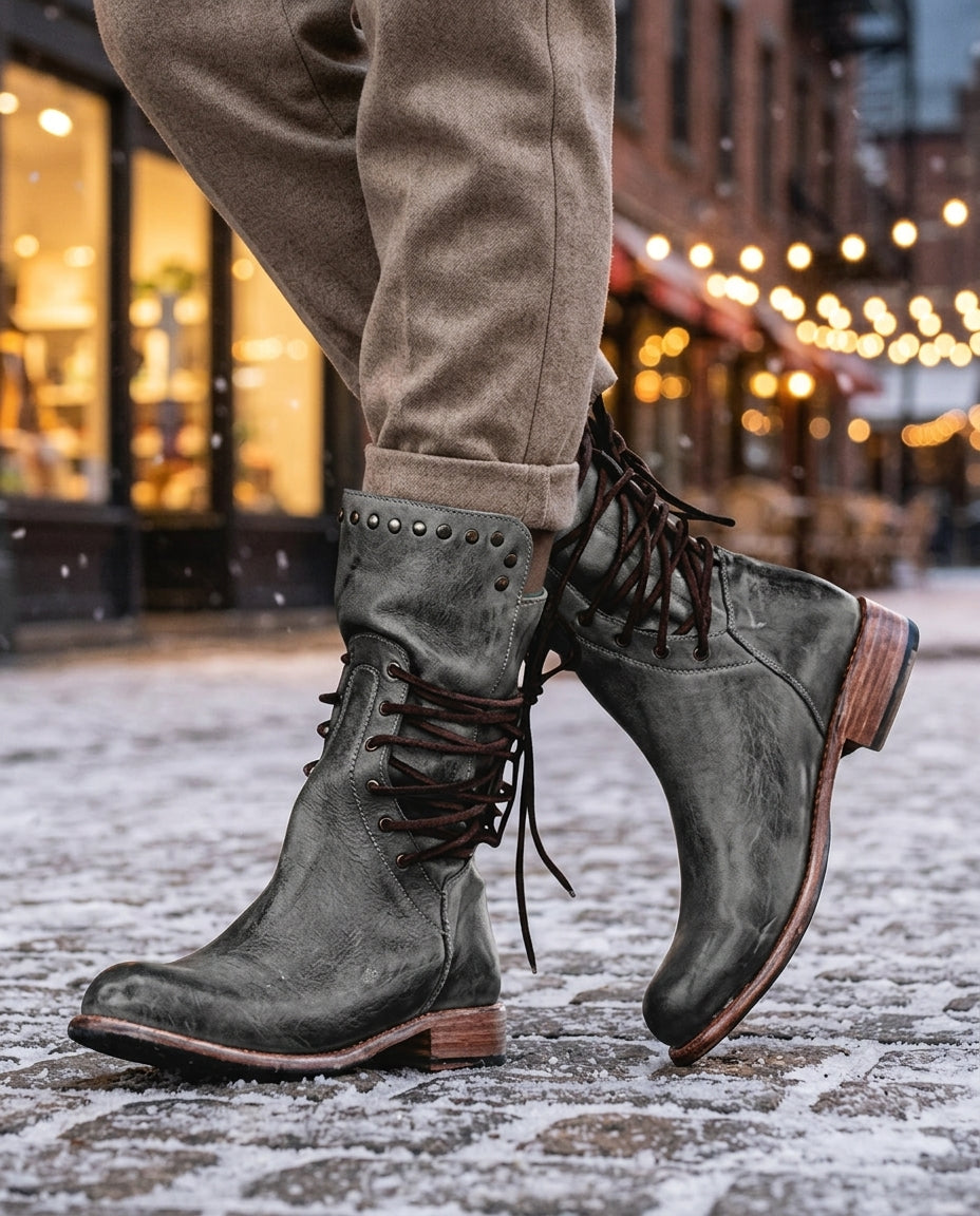 Sophia Women's Studded Lace Up Ankle Boots