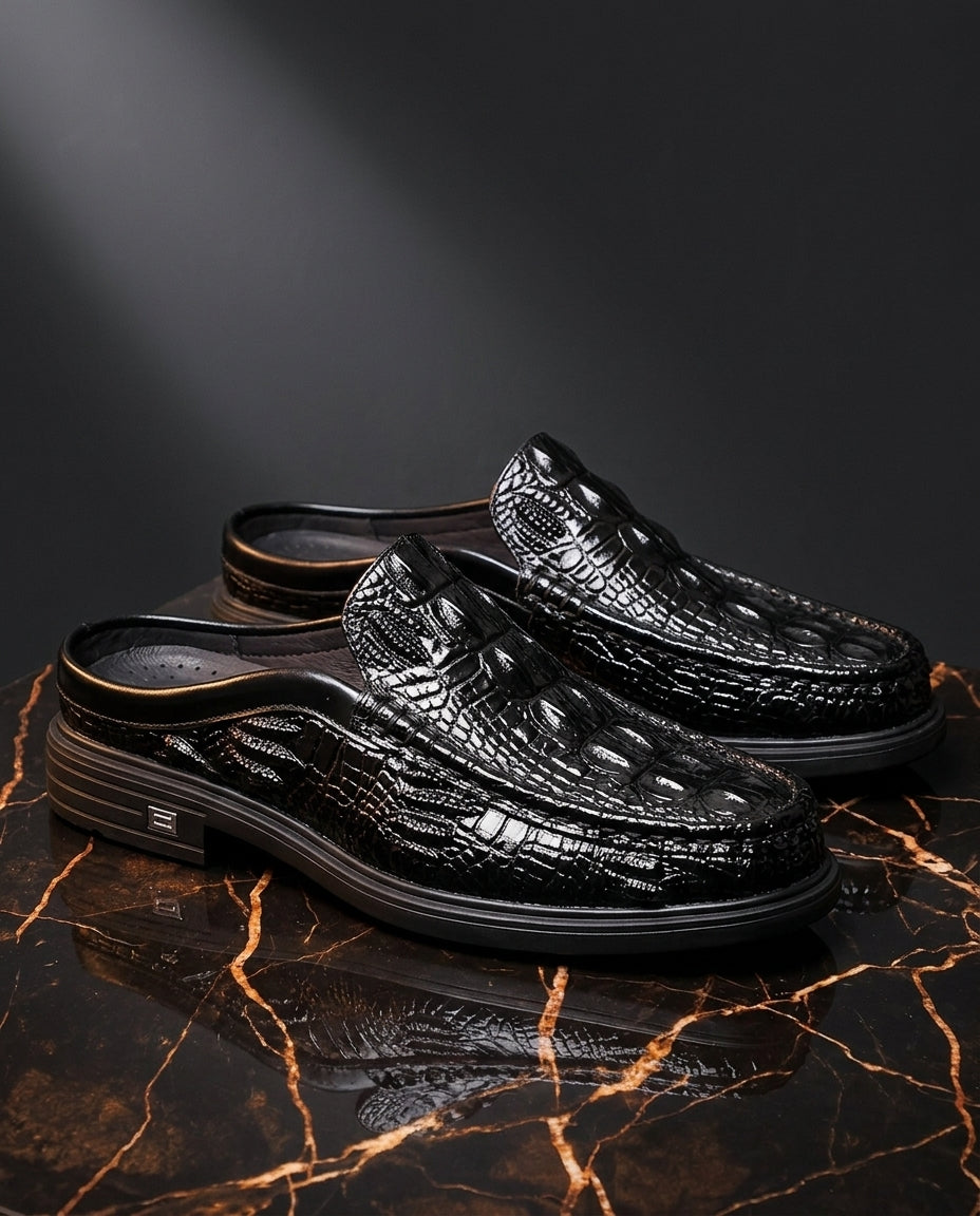 Ellison Men's Croc Embossed Mule Loafers