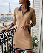 Adeline Women's Half Zip Polo Sweatshirt Dress