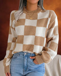 Violet Women's Checkered Knit Sweater