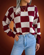 Violet Women's Checkered Knit Sweater