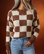Violet Women's Checkered Knit Sweater