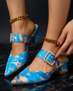 Charlotte Women's Buckle Block Heel Mules