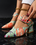 Charlotte Women's Buckle Block Heel Mules