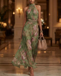 Adeline Women's Floral Halter Maxi Dress