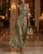 Adeline Women's Floral Halter Maxi Dress