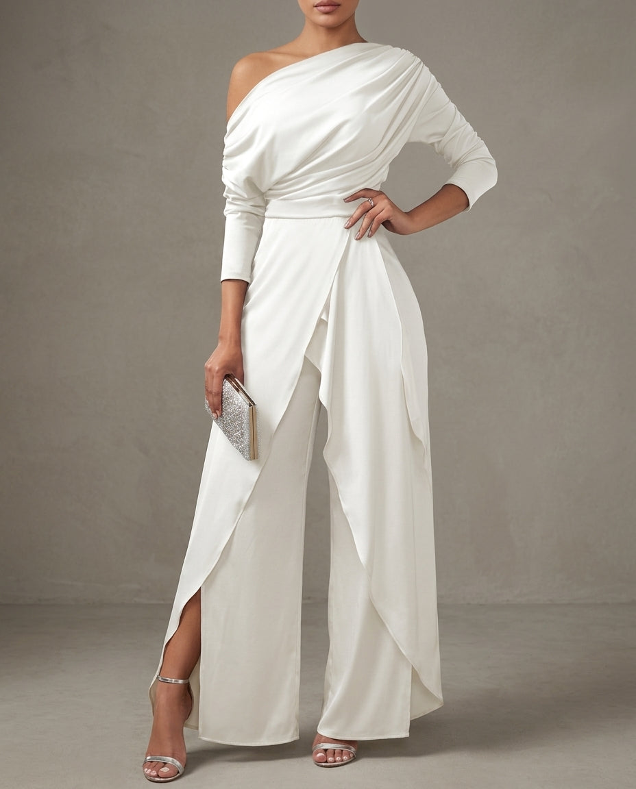 Olivia Women's One Shoulder Wide Leg Jumpsuit