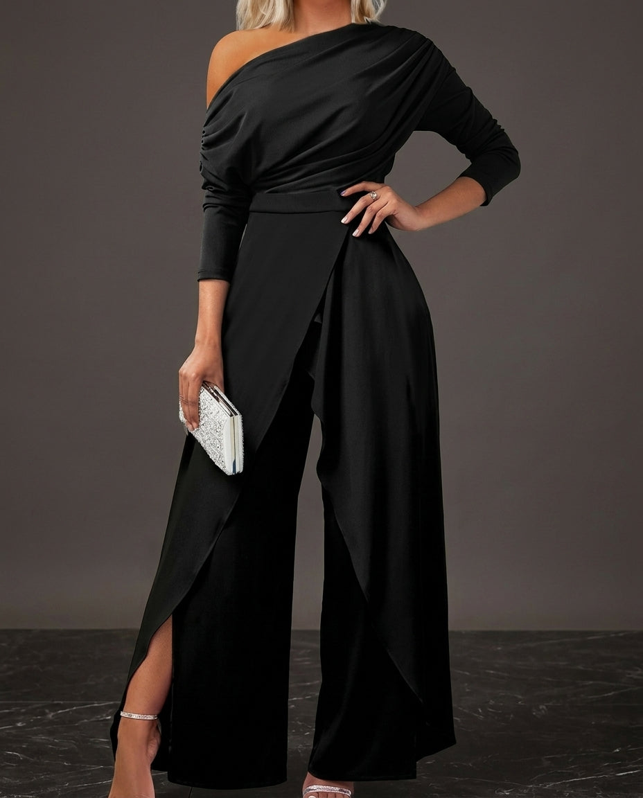 Olivia Women's One Shoulder Wide Leg Jumpsuit