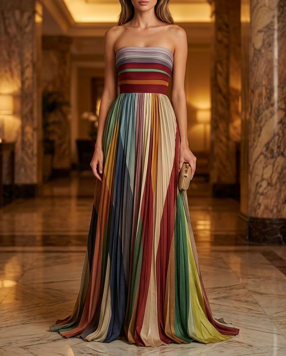 Sinclair Women's Strapless Pleated Maxi Dress