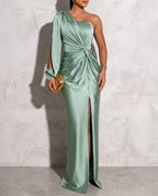 Marlowe Women's One Shoulder Satin Gown