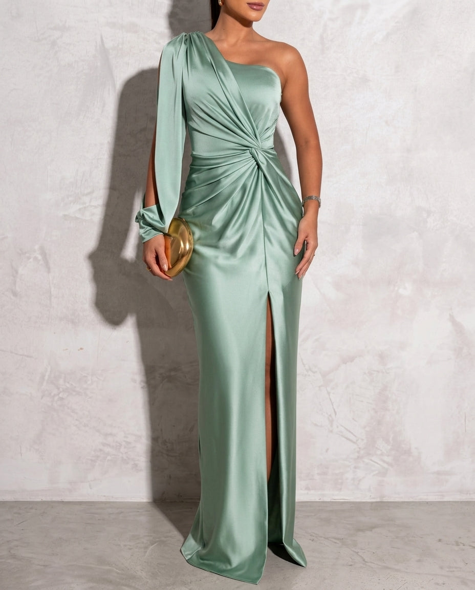 Marlowe Women's One Shoulder Satin Gown
