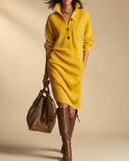 Perpetua Women's Ribbed Button Sweater Dress