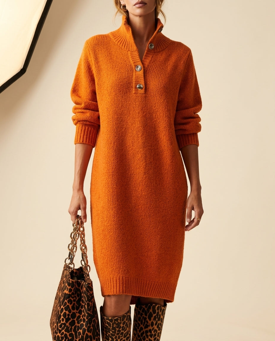Perpetua Women's Ribbed Button Sweater Dress