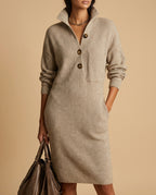 Perpetua Women's Ribbed Button Sweater Dress