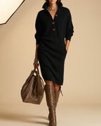 Perpetua Women's Ribbed Button Sweater Dress