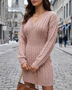Penelope Women's Cable Knit Waist Snatching Dress