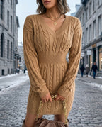 Penelope Women's Cable Knit Waist Snatching Dress