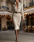 Hazel Women's Belted Slim Fit Sweater Dress