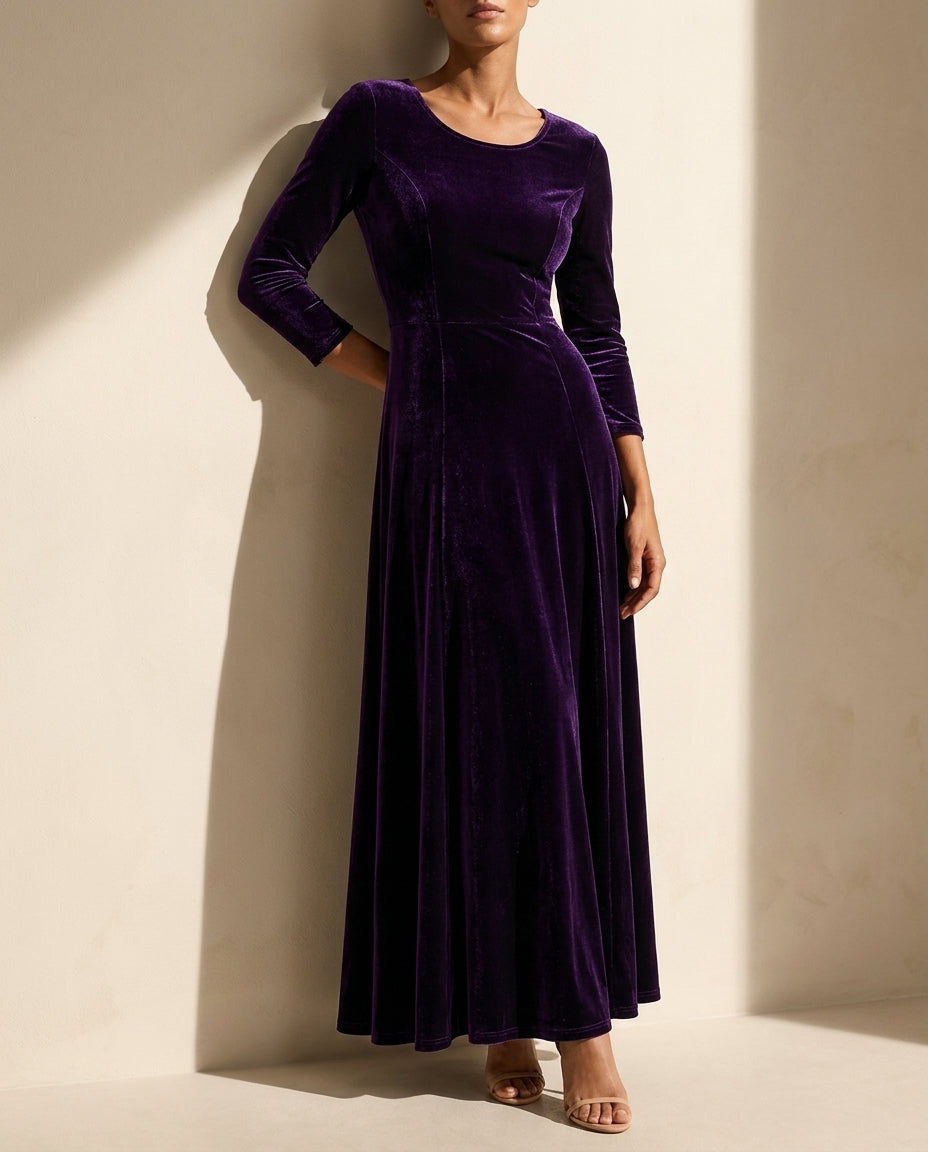 Mariella Women's Velvet A-Line Maxi Dress