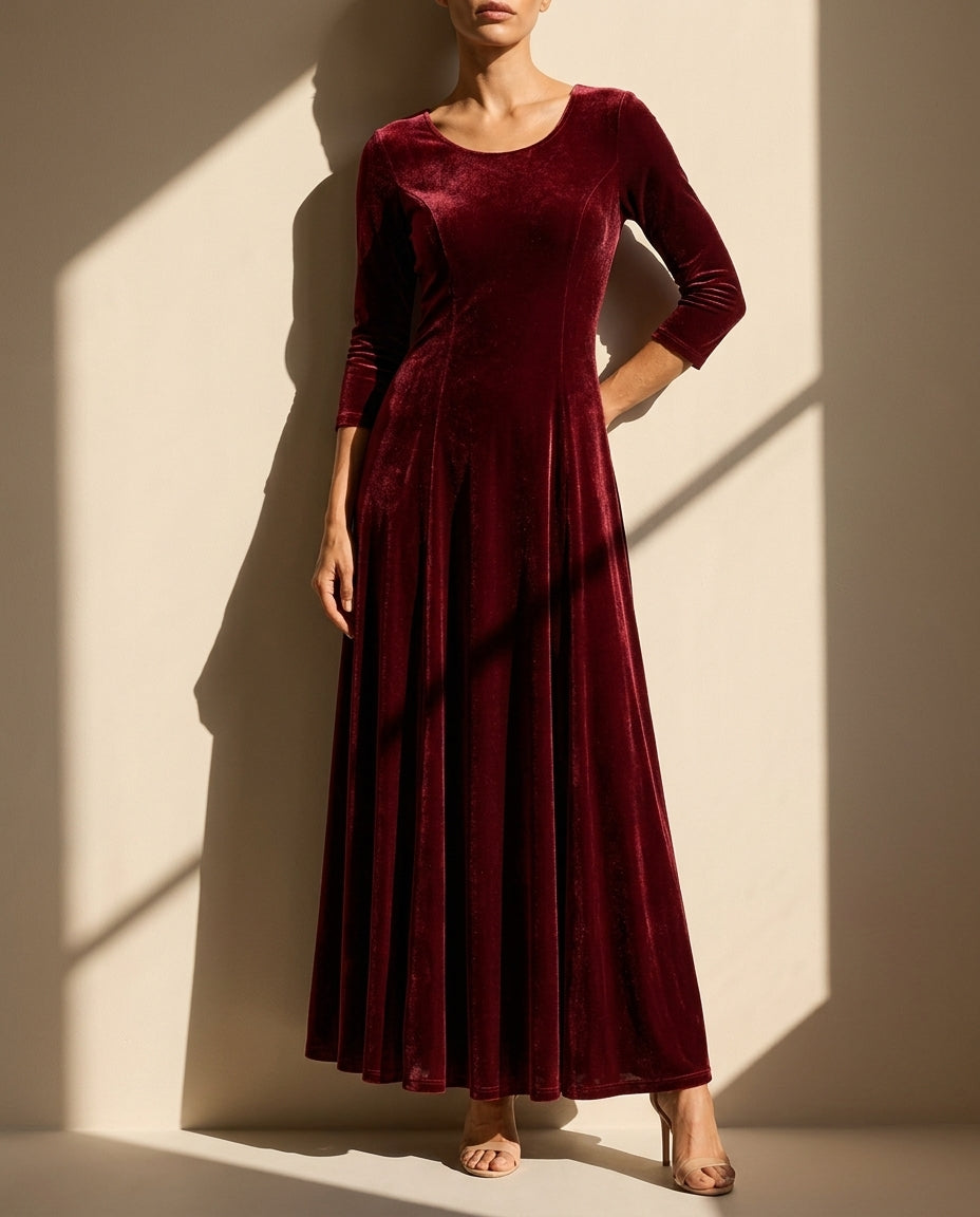 Mariella Women's Velvet A-Line Maxi Dress