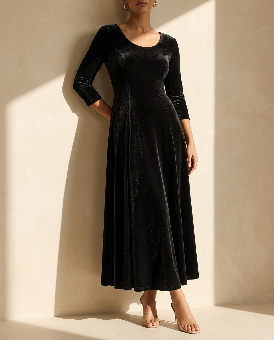 Mariella Women's Velvet A-Line Maxi Dress