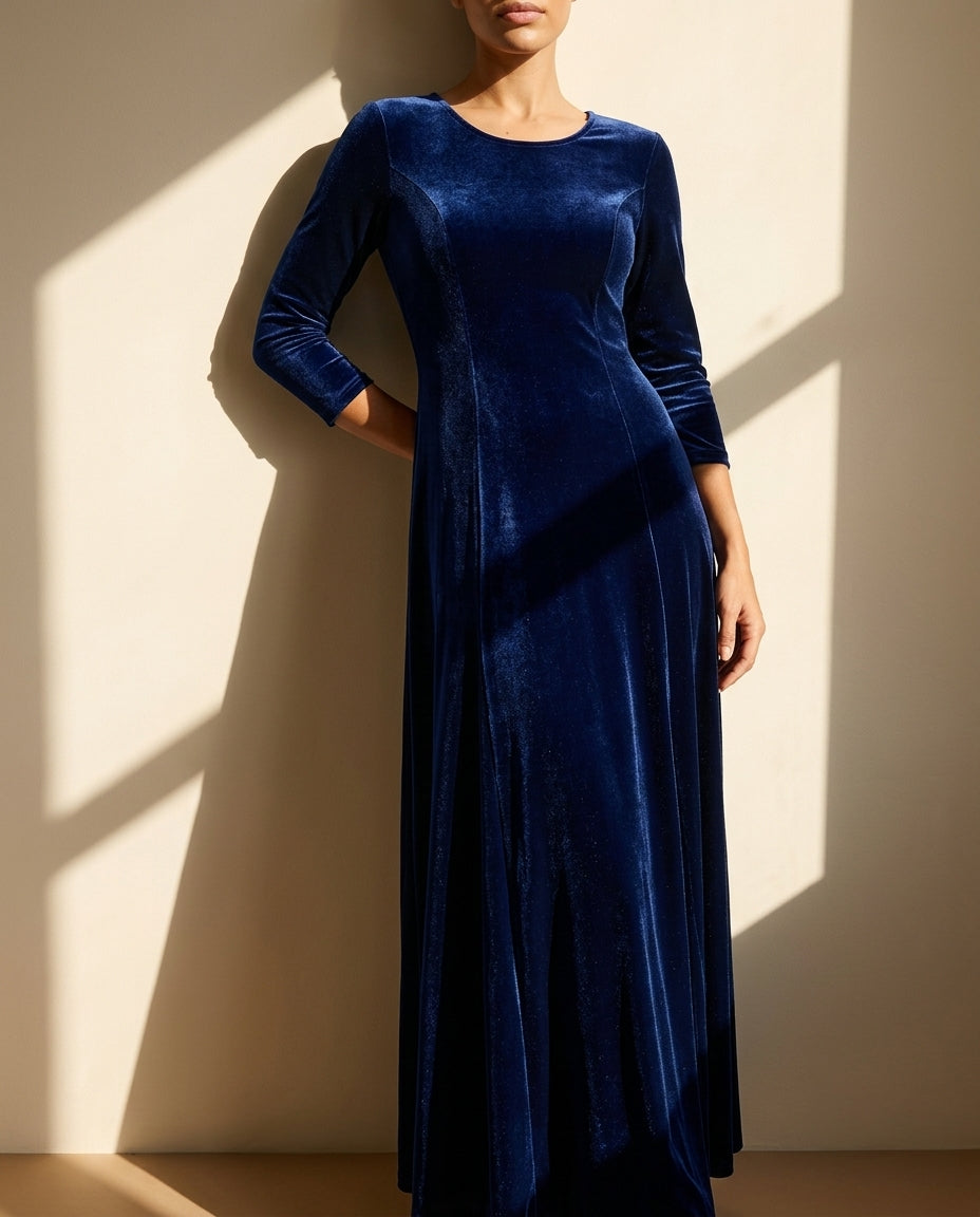 Mariella Women's Velvet A-Line Maxi Dress