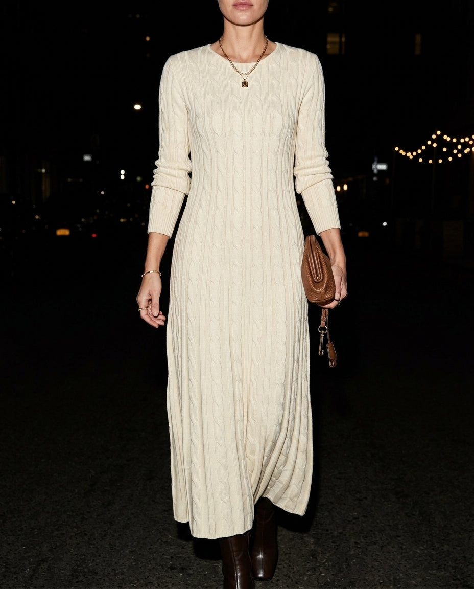 Marina Women's Cable Knit Maxi Sweater Dress