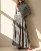 Lana Women's Turtleneck Pleated Maxi Dress