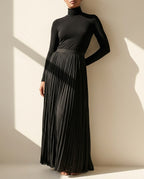 Lana Women's Turtleneck Pleated Maxi Dress