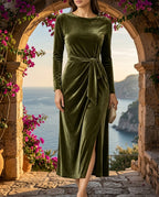 Odessa Women's Velvet Tie Waist Midi Dress