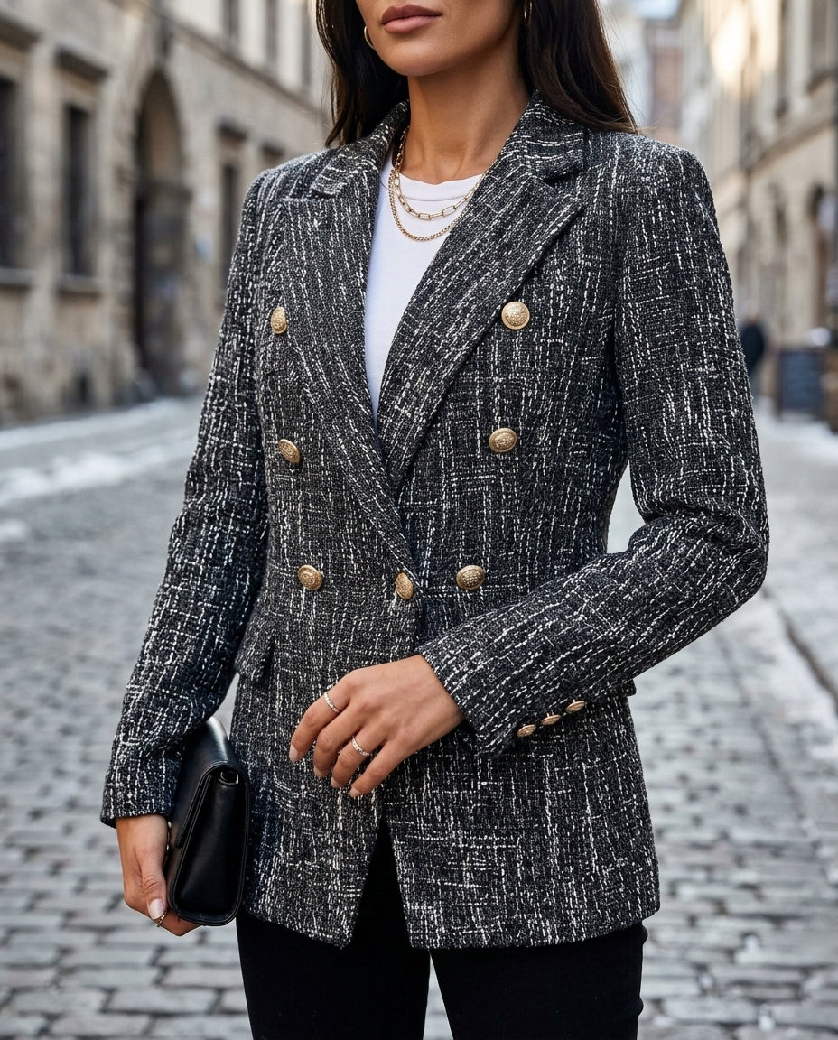Bianca Women's Tweed Double Breasted Blazer