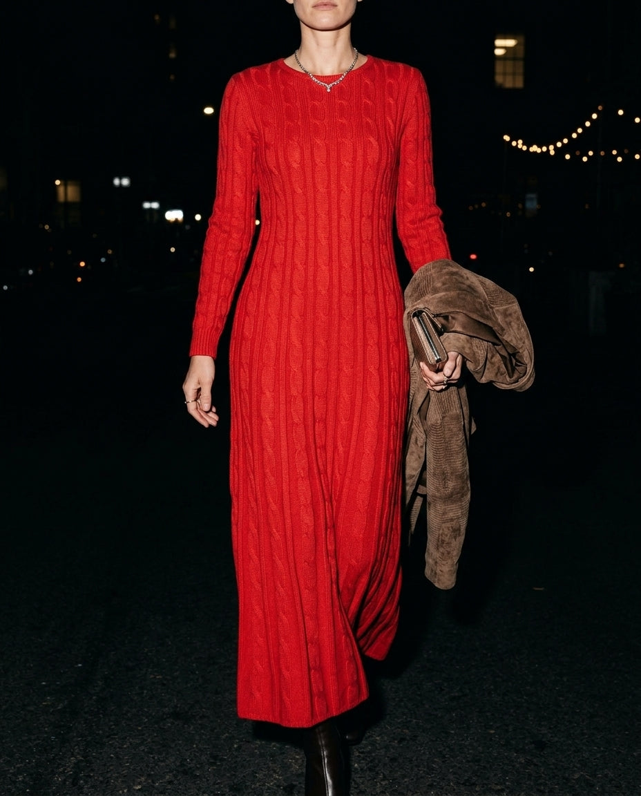 Marina Women's Cable Knit Maxi Sweater Dress