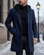 Everett Men's Virgin Wool Hooded Overcoat