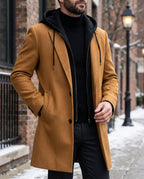 Everett Men's Virgin Wool Hooded Overcoat