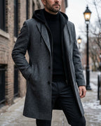 Everett Men's Virgin Wool Hooded Overcoat
