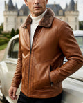 Hudson Men's Shearling Collar Leather Jacket