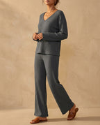 Sabrine Women's Ribbed Wide Leg Lounge Set