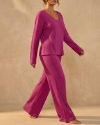 Sabrine Women's Ribbed Wide Leg Lounge Set