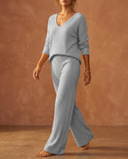 Sabrine Women's Ribbed Wide Leg Lounge Set