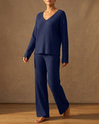 Sabrine Women's Ribbed Wide Leg Lounge Set