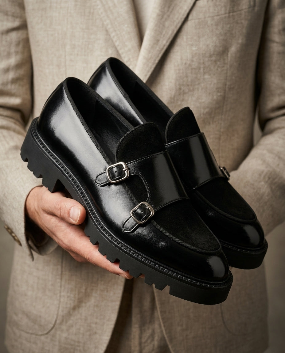 Prescott Men's Leather Double Monk Loafers