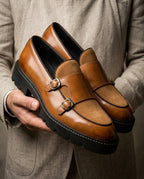 Prescott Men's Leather Double Monk Loafers