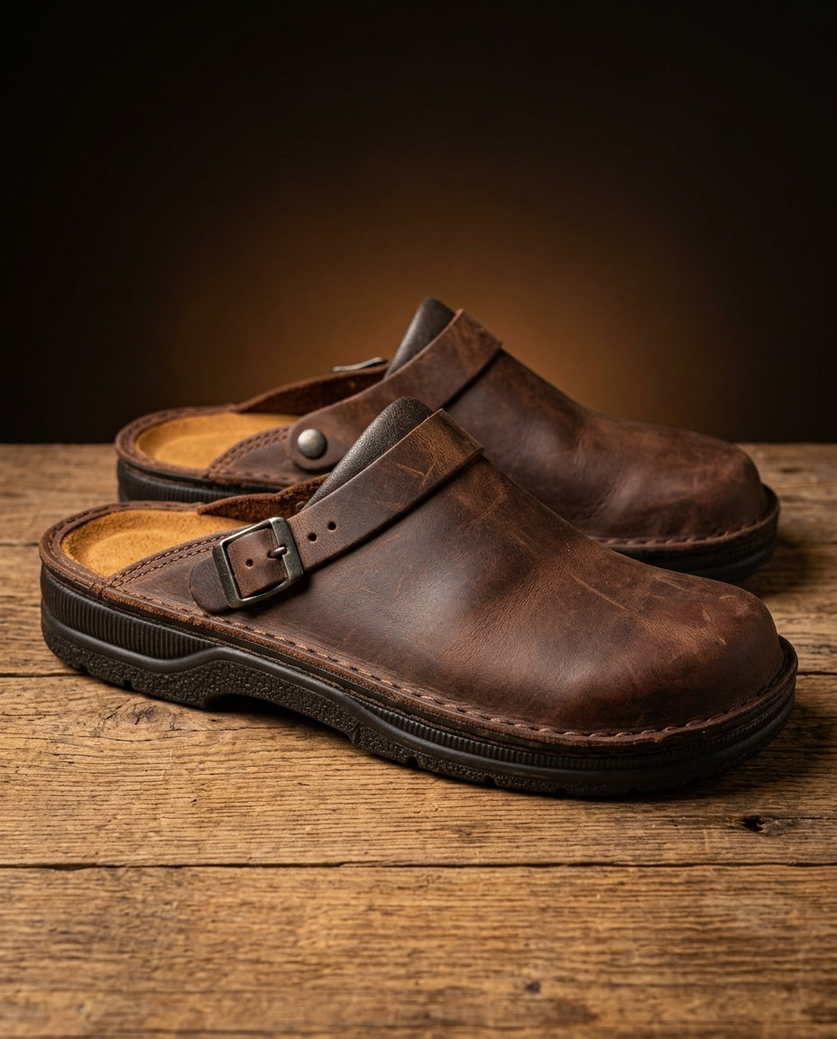 Weston Men's Leather Slip On Mule Clogs