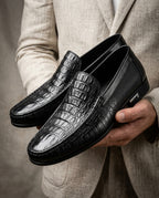 Weston Men's Leather Croc Embossed Loafers