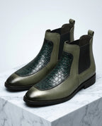 Sterling Men's Leather Croc Embossed Chelsea Boots