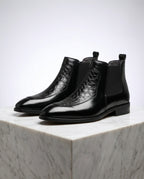 Sterling Men's Leather Croc Embossed Chelsea Boots