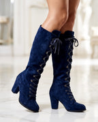 Vivienne Women's Suede Lace Up Knee Boots