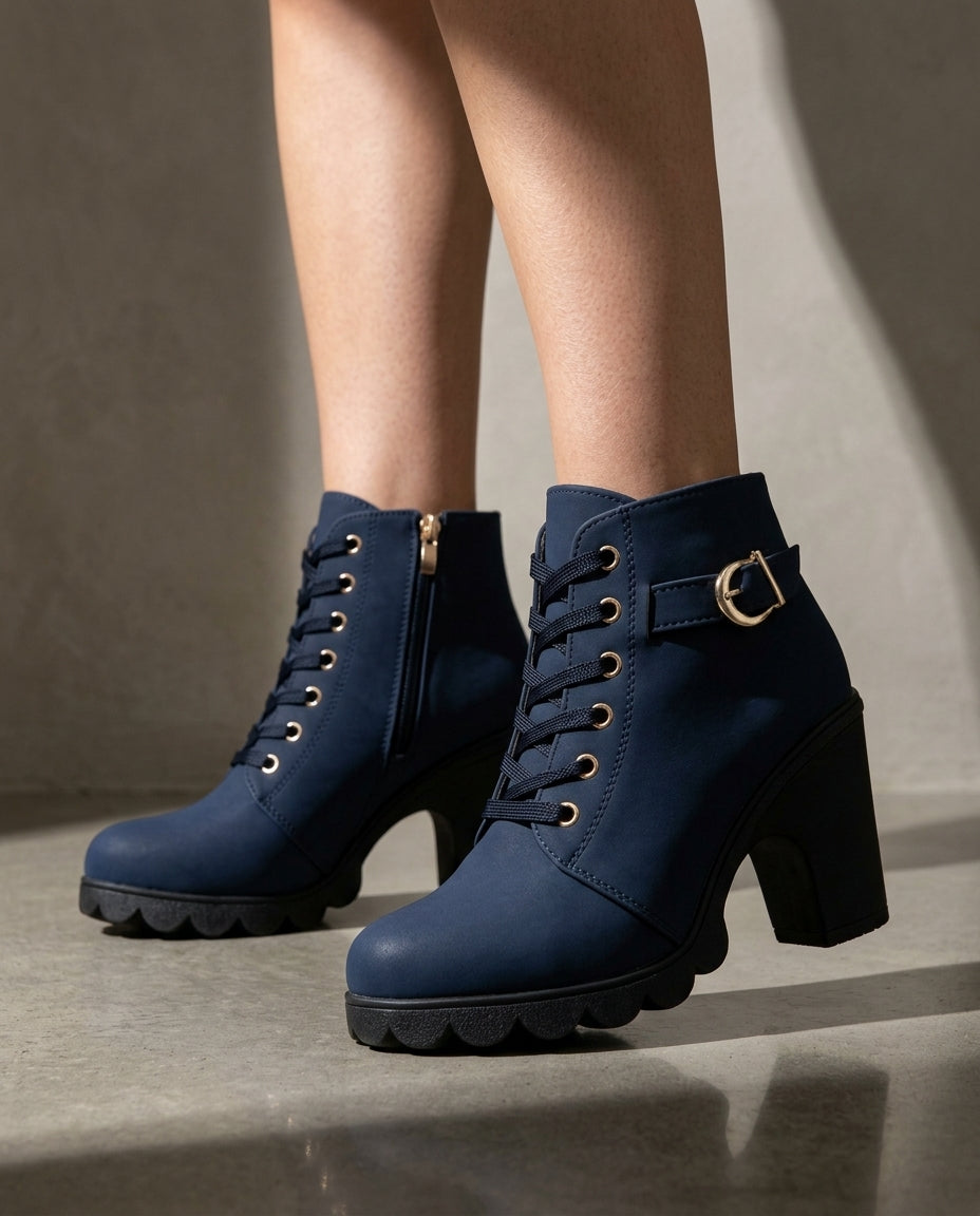 Harper Women's Lace Up Buckle Ankle Boots